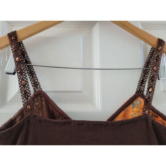Savage Couture Brown Orange Patchwork dress Boho size Small Embroidered festival - Picture 6 of 10
